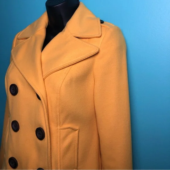 Old Navy Yellow Double Breasted Short Wool Peacoat - Picture 7 of 14